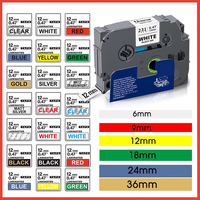 1PCS tze-231 12mm Label Tape Compatible For Brother Tape TZe-211 TZe-221 TZe-131 TZe-241 TZe-251 TZe-241 6/9/12/18/24mm Label