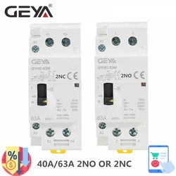 GEYA GYHC 2P 63A 2NO or 2NC Manual Household Modular DIN Rail AC Contactor  AC220V 230V Manual Control