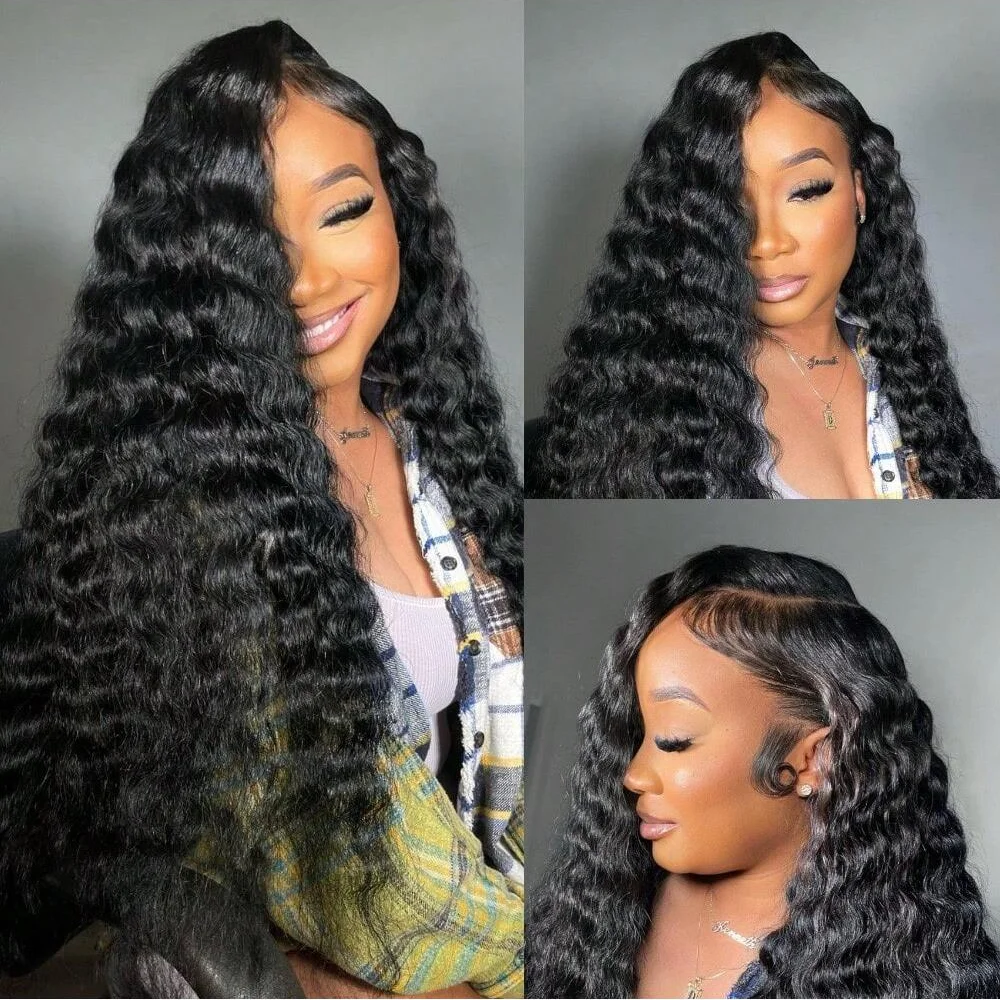 Brazilian Remy Human Hair Lace Front Wigs Deep Wave13x4,4x4,13x6,200 Density