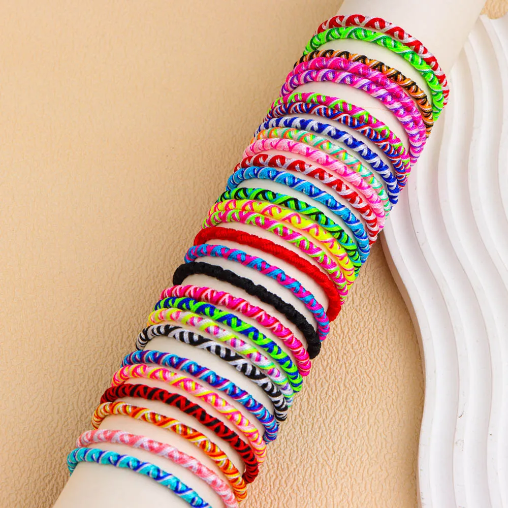10Pcs/Lot Multicolor Vintage Style Friendship Braided Rope Cuff Adjustable Bracelets Wristband Jewelry For Women Men Lovers Gift