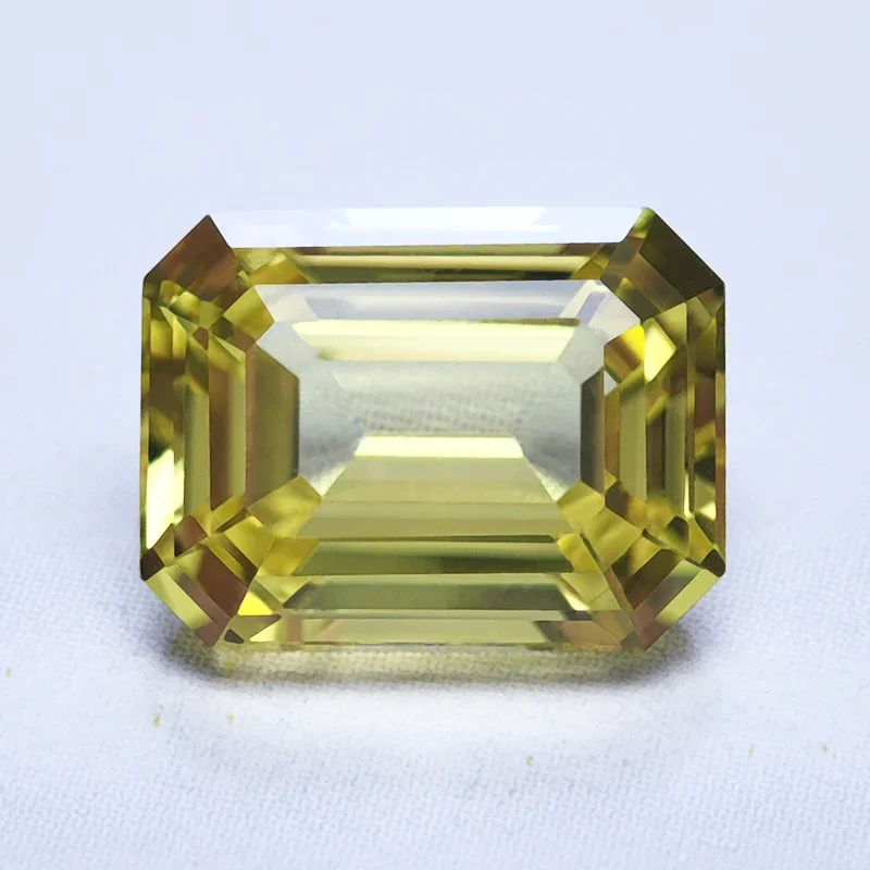 

Lab Grown Sapphire Emerald Cut Yellow Color Gemstone for Charms DIY Ring Necklace Earrings Materials Selectable AGL Certificate