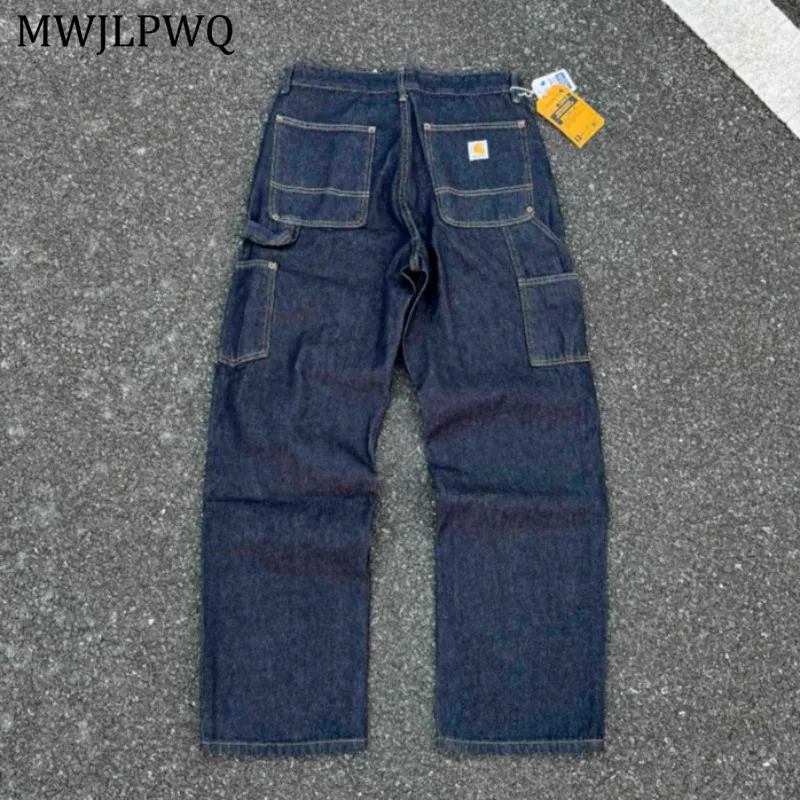 

MWJLPWQ High Street Washed Cargo Jeans Men's Spliced Design Couple Workwear Unisex Loose Casual Straight Leg Pants Autumn 11240