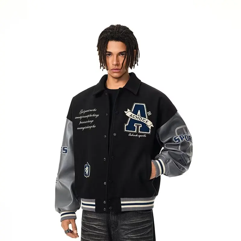 

Men's Studio Baseball Uniform jacket Jersey Sporty Loose Jacket Men's Sports Jacket High Street Clothing
