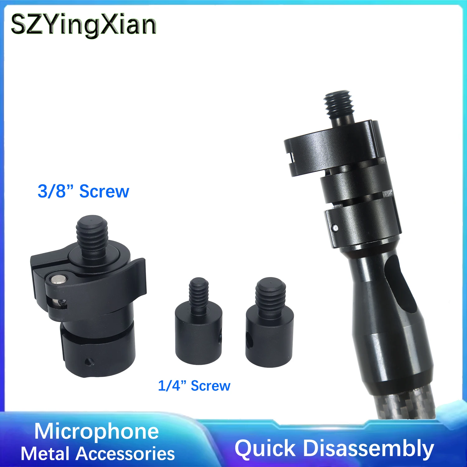 Boom Pole Quick Release Connector Microphone Adapter 1/4