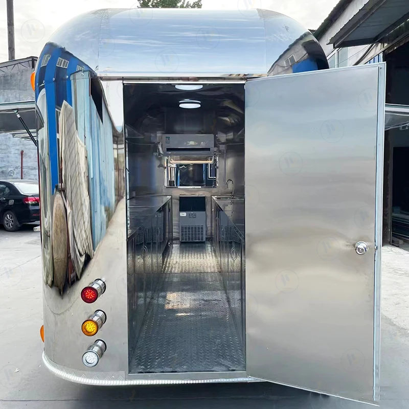 

Luxury 23ft Airstream Stainless Steel Large Food Trailer with Full Kitchen for Coffee Shop and Street Food Startup