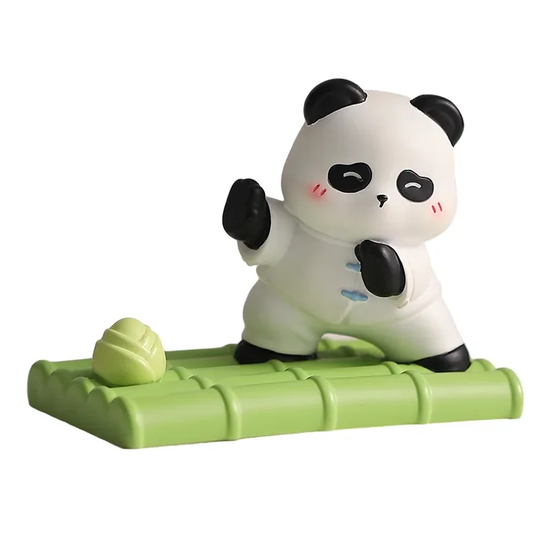 Creative Panda Resin Phone Stand Cartoon Desktop Portable Tablet Stand Home Cute Fun Ornament Gift Cartoon Panda Ornament TaiChi