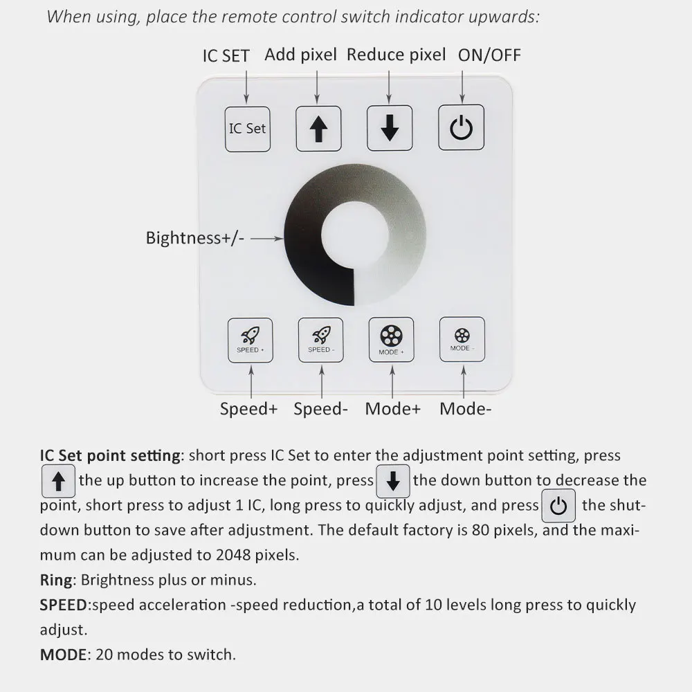 LED Lights with RF Touch Panel 30A High Power Cable Free Single Dual Multicolour RGB Controller 12V-24V