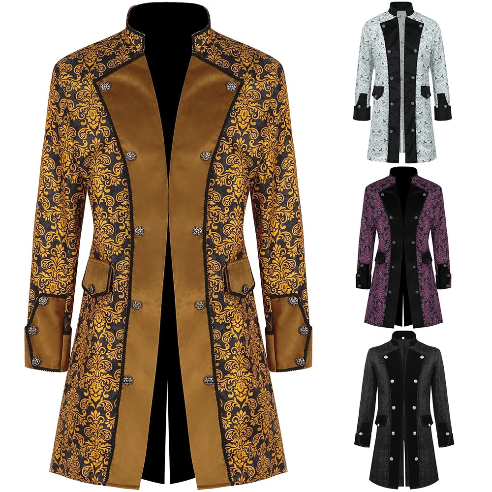 Solid Color European & American Fashion Steampunk Uniform Stand Collar Outfit for Cosplay & Stage Performance