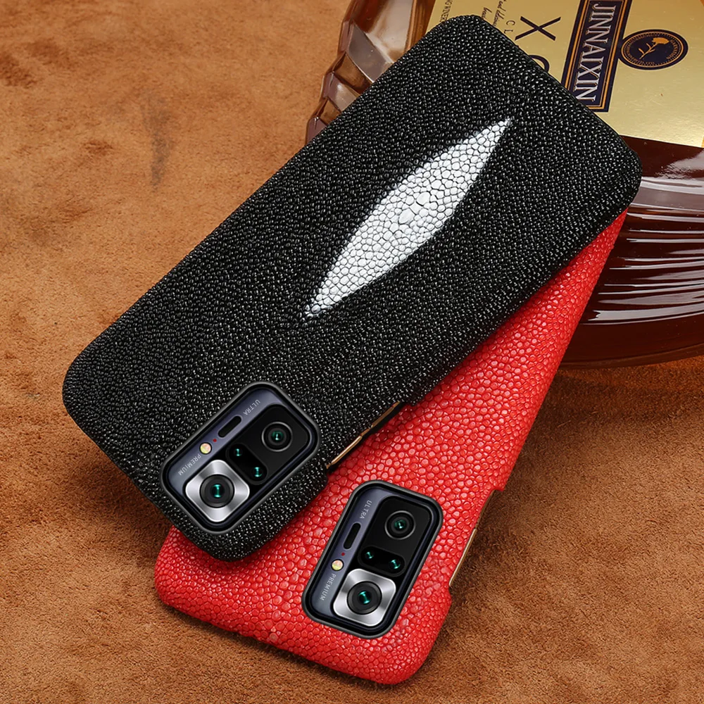 LANGSIDI Brand Stingray Genuine Leather case For xiaomi Redmi note 10 pro 10s 9pro 9s 8 For xiaomi mi 11 ultra 11pro 10t 9 lite