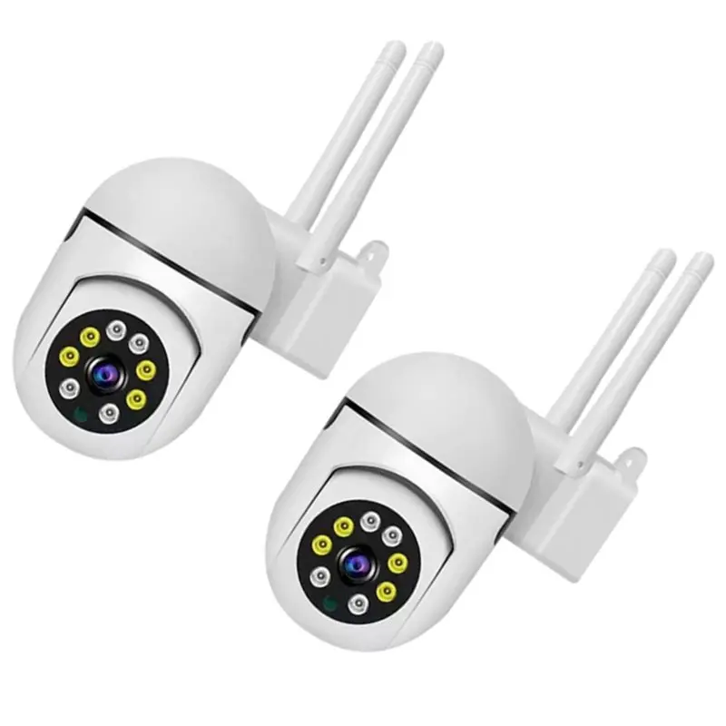 ABZZ-Wireless PTZ 0.5MP Wifi Camera IP65 Rating Infrared Night Vision Two-Way Intercom 2PCS Security CCTV Surveillance System