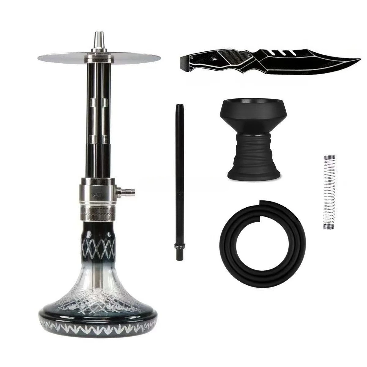 Portable Stainless Steel Full Bar Arabic Hookah Set for Outdoor Camping for Takeaway with Gift Box
