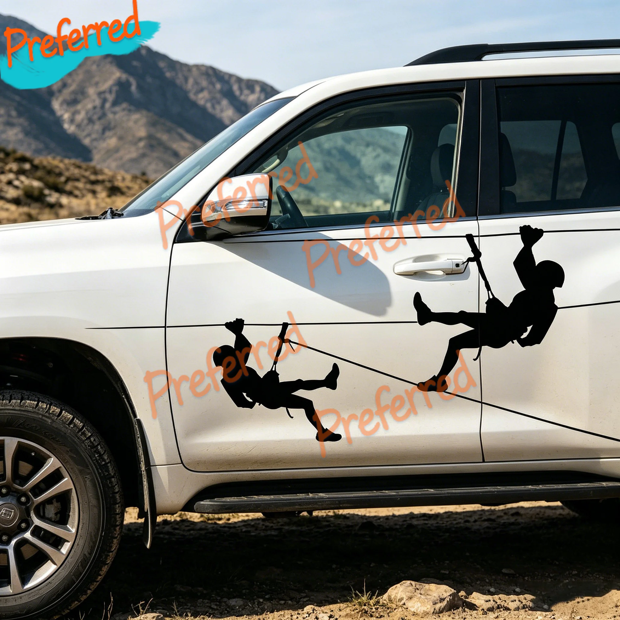 2 X Sticker Alpinista Trakking Montagna Arrampicata Exercise Sentieri Alpini Decal Customizable in Any Size No Background