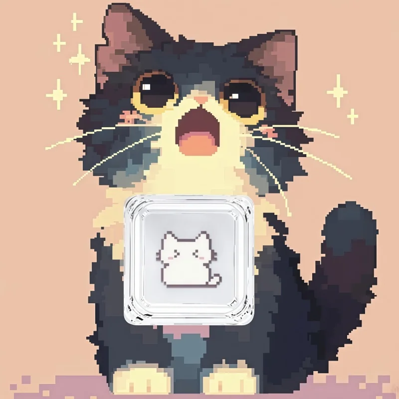 

Pixel Cat Themed Keycap Cross Axis Hole Transparent PC Material Mda Height Single Creative Customization Ergonomic Design Cute