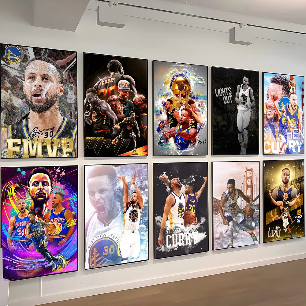 S-Stephen C-Curry-Póster de superestrella, arte autoadhesivo, pegatina de papel impermeable, decoración de pared de habitación, cafetería, Bar