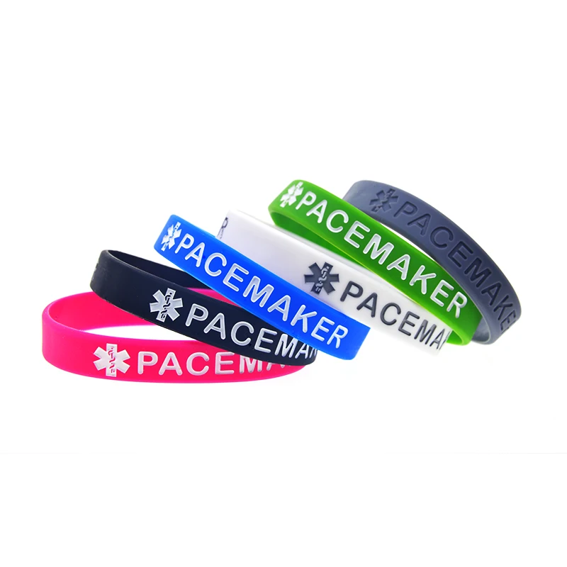 50 Pcs Medical Alert Band Pacemaker Silicone Bracelet Hospital First Aid Identification Wristband 6 Colors