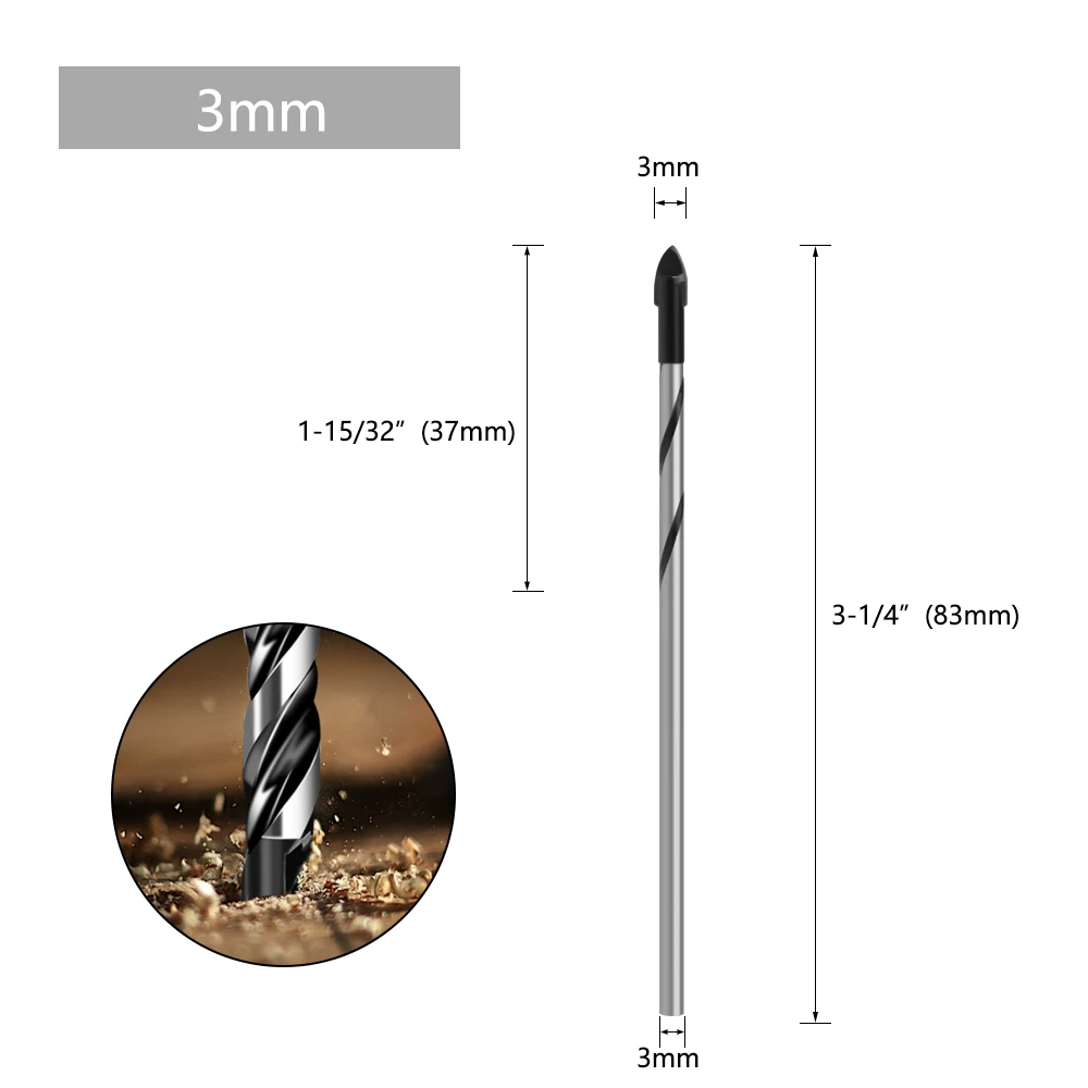 LAVIE 1PC Multifunktionale Glas Bit Twist Spaten Bohrer Dreieck Bits für Keramik Fliesen Beton Glas Marmor 3mm bis 16mm DB02054 – Detail 2