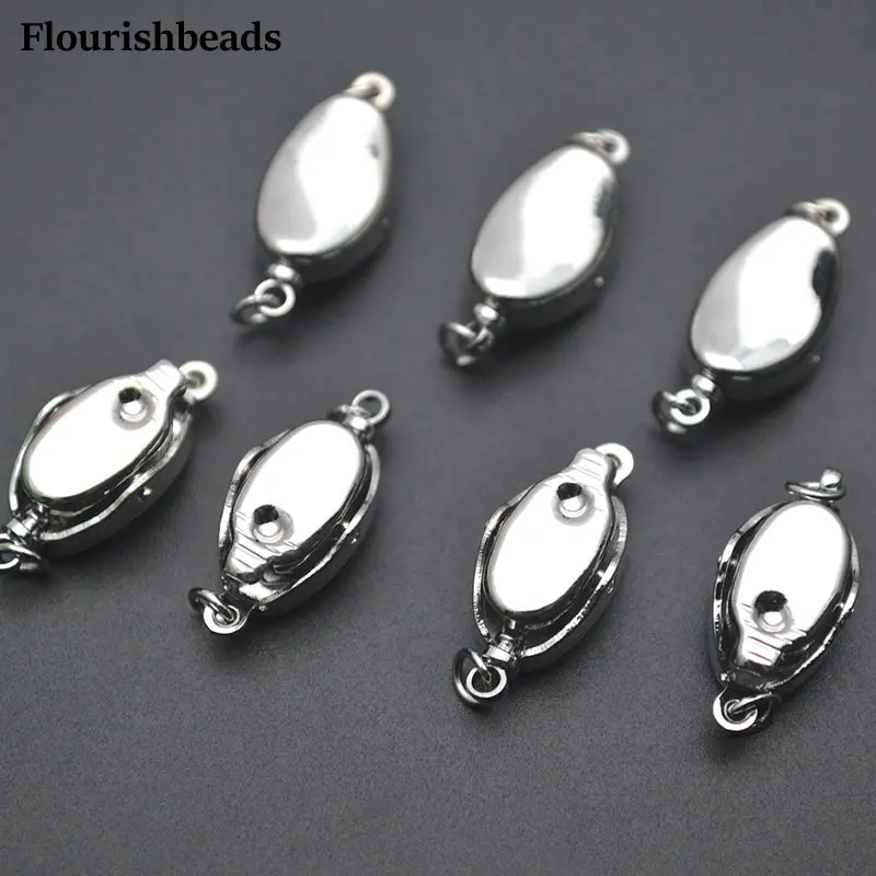 10pc Rhodium Silver color High Quality Potato Oval Shape Incert Necklace Clasps Jewelry Connectors for DIY Jewelry Making