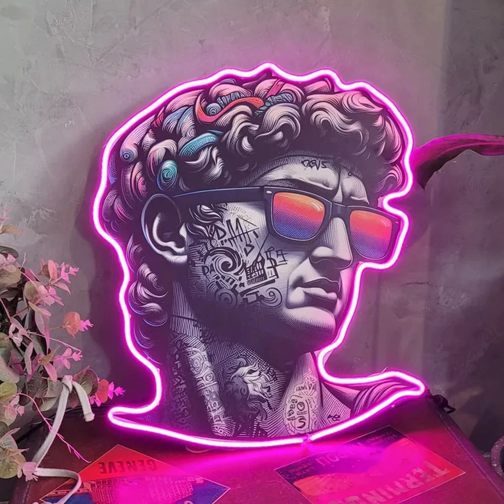 

Neon Sign Custom Statue Artwork for Home Bedroom Decor Led Night Light Living Room Aesthetic Wall Decor Statue Sign Light