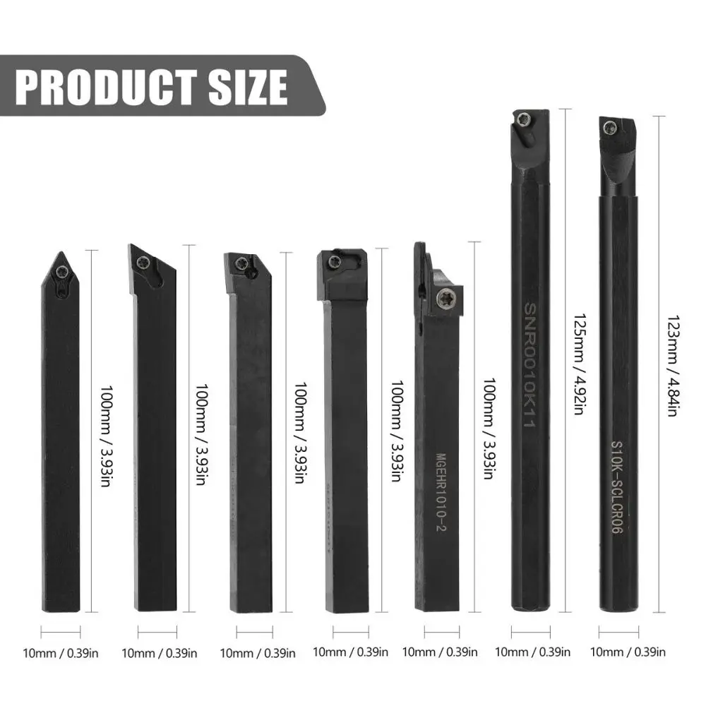 10mm Lathe Tool Holder Set With Indexable Carbide Inserts For Metal Cutting Machining Turning Industrial Tool Accessories