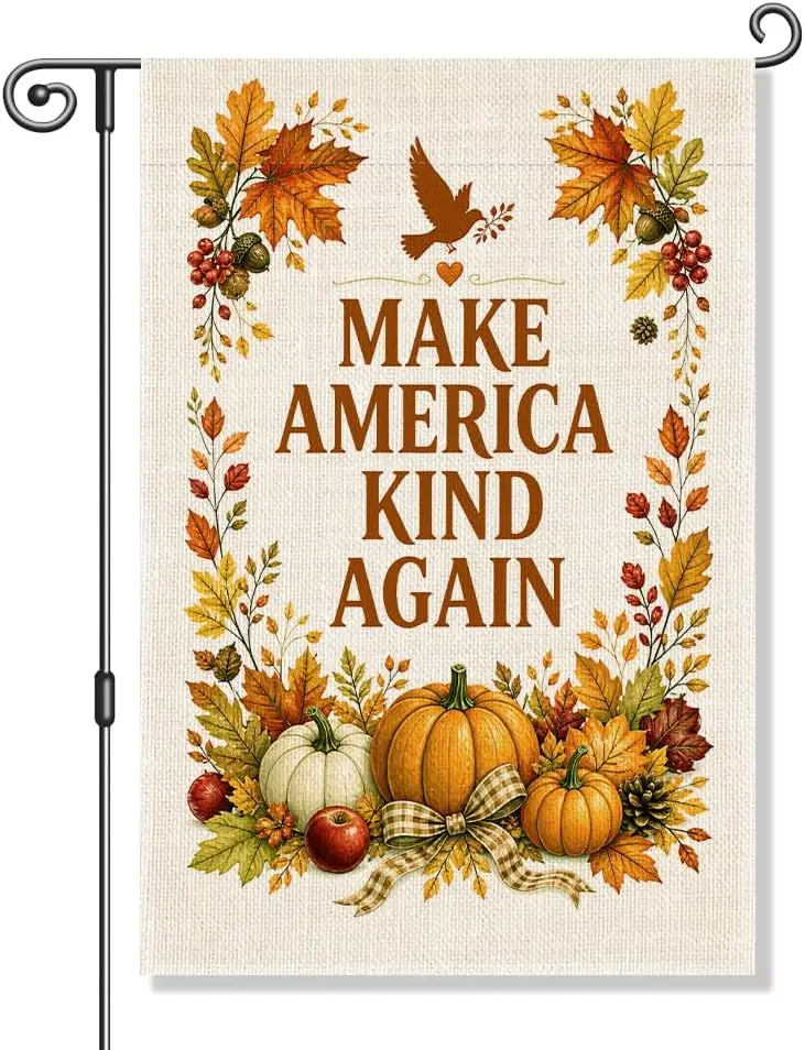 Make America Kind Again Patriotic Fall Progressive Garden Flag 12x18 | Double Sided Political Protest Fall Pumpkin Yard Bann llp
