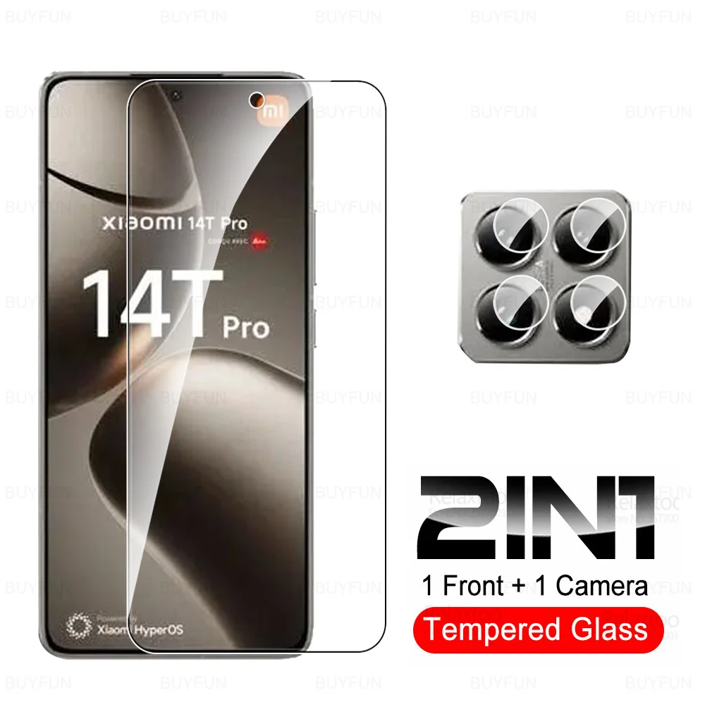 2in1 Screen Protector Tempered Glass For Xiaomi Mi 14T Pro Xiaomi14T Xiaomi14TPro 14TPro 14 T 5G Safety Clear Camera Lens Film