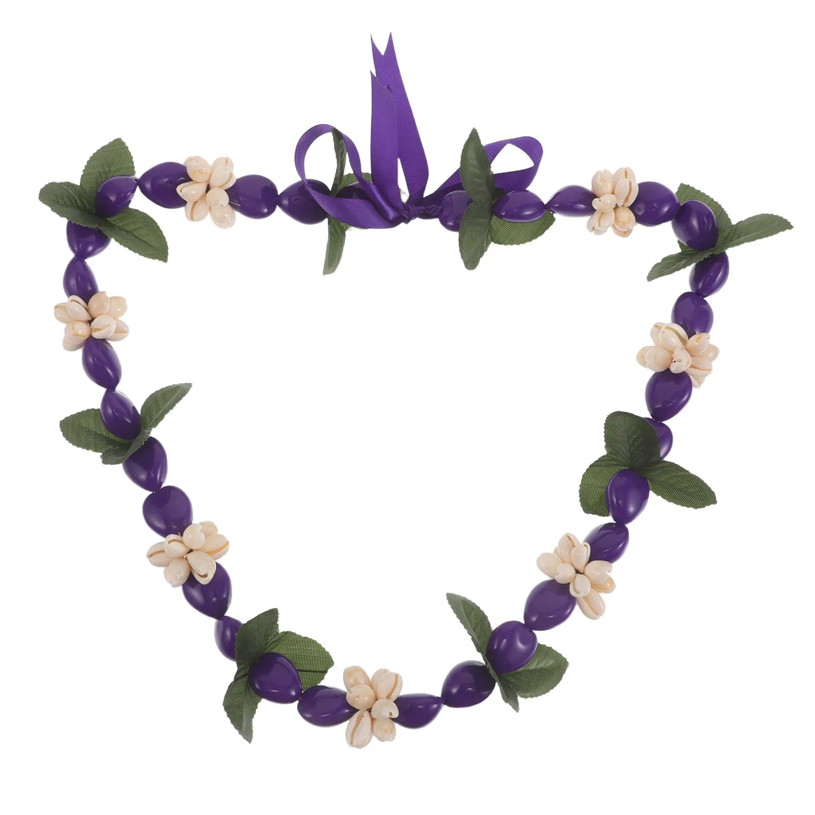 Graduation Lei Necklace Simulated Sea Shell and Tropical Nuts Beads Chunky Beaded Necklace for High School College Graduates