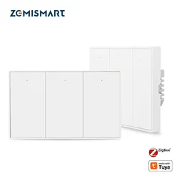 Zemismart-Interruptor de luz de pared inteligente Tuya Zigbee, Interruptor de botón sin aplicación Neutral Smart Life, Control de Google Home Alexa