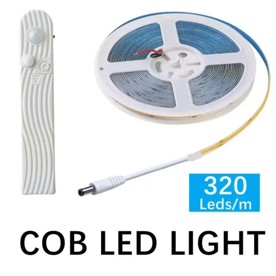 Двухрежимная регулируемая светодиодная лента COB 5В с датчиком движения, ночник, умная индукционная лампа для ванной, спальни, прикроватной тумбочки, домашнего декора
