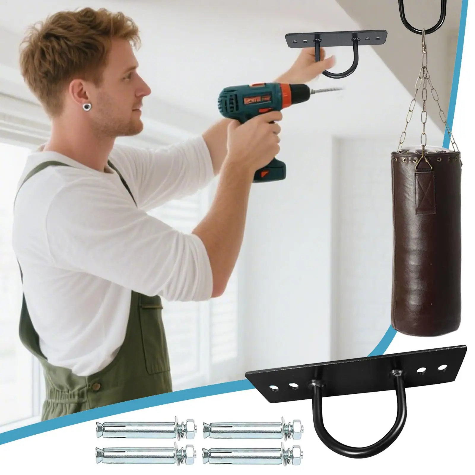 

Крепление для боевой веревки Сверхмощная боевая веревка Настенное крепление Стабильный сверхмощный крючок Вешалка для тренировок на заднем дворе Тренажерный зал Домашняя йога-студия