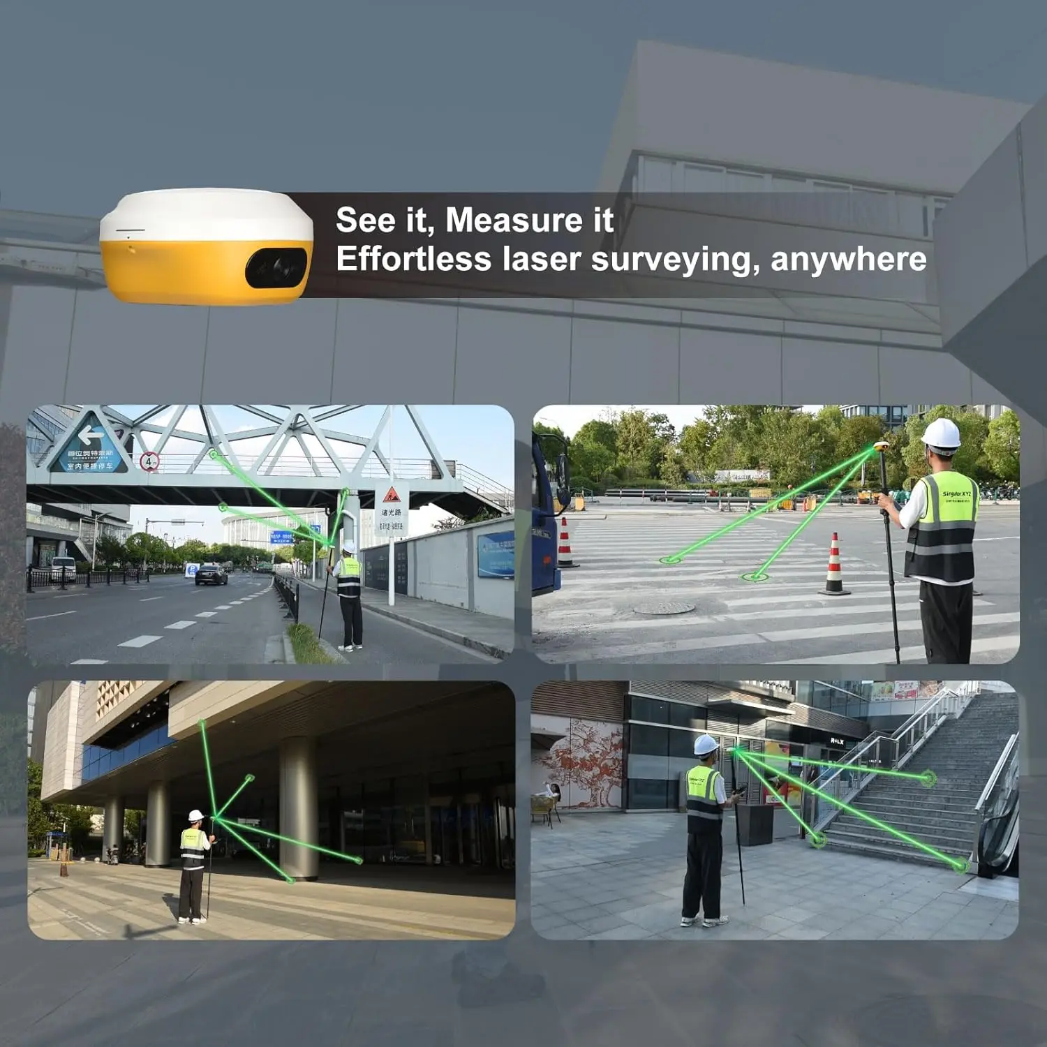 SingularXYZ GNSS RTK Laser-Vermessungs-Komplettset L1 und Z1 1cm Genauigkeit 60 °   Tilt Survey SC60 Datenerfassungsgerät mit 15KM UHF