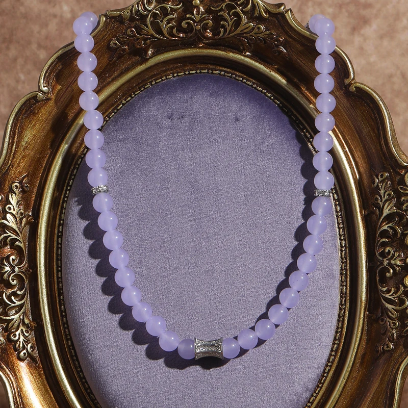 

Vintage Violet Amethyst Beads Necklaces For Woman Accessories Purple Silver Plated Luxury Designer Jewelry Trends 2026 Christmas