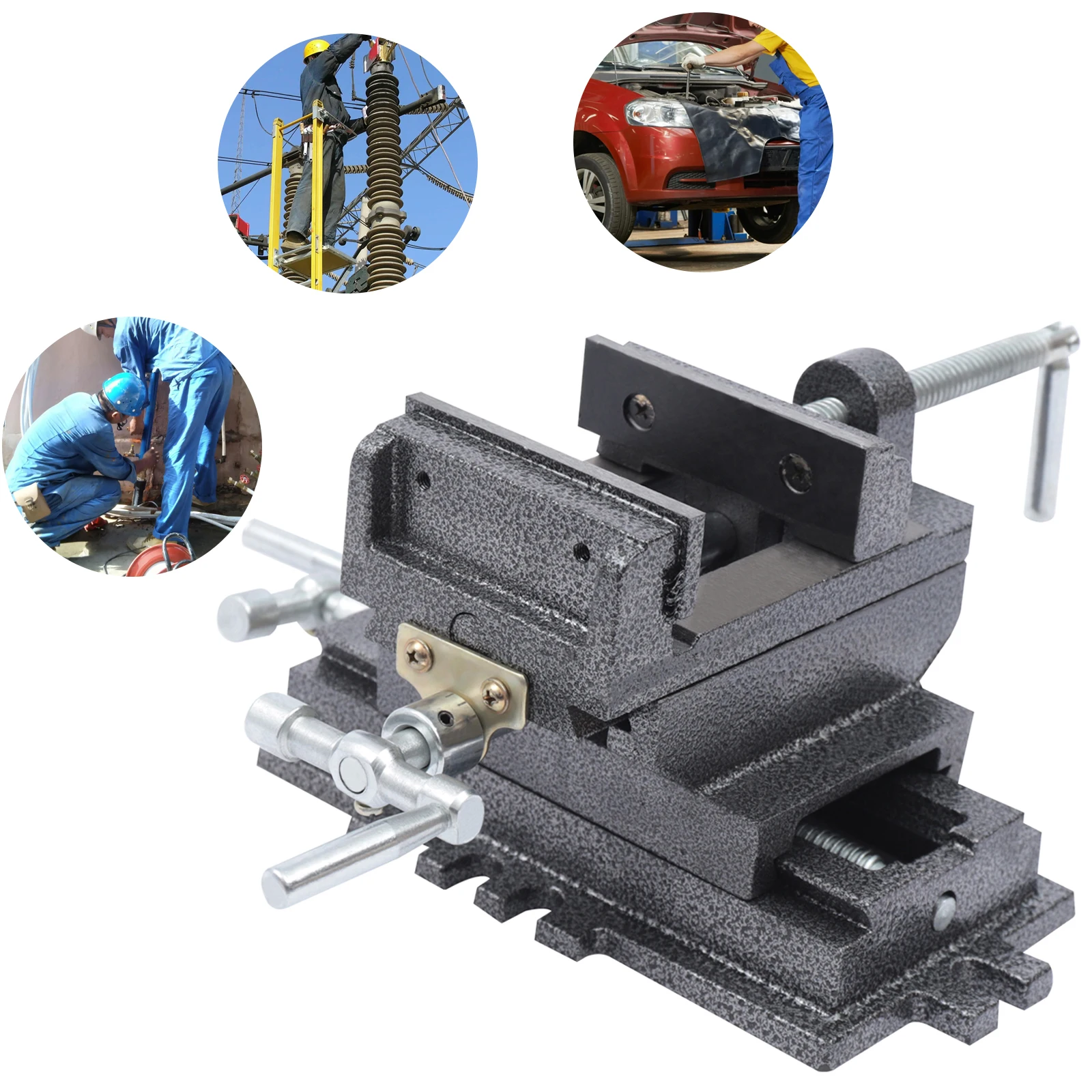 4 Inch Drill Press X-Y Compound Vise 2 Way Heavy Duty Cross Slide Vise Clamp Machine