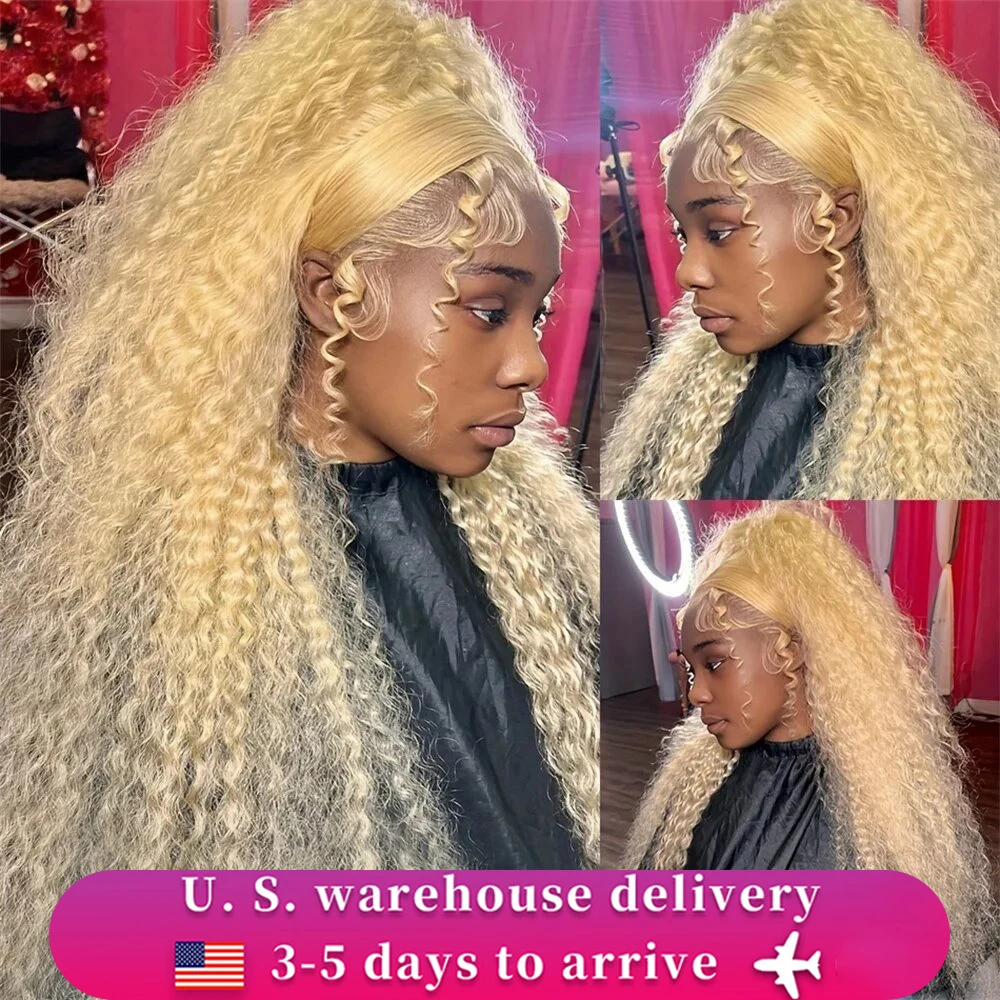 613 Deep Wave Frontal Wig Human Hair 13x6 Hd Lace 180% Brazilian Curly Blonde Wig For Women Glueless Preplucked Ready To Go