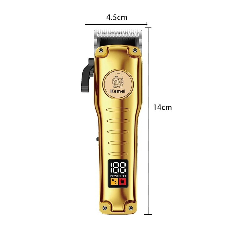 Kemei 510 آلة قص الشعر الكهربائية الرجال حجم صغير مقص الشعر اللاسلكي تعديل الدقة اللحية/الشعر المتقلب شاشة الكريستال السائل