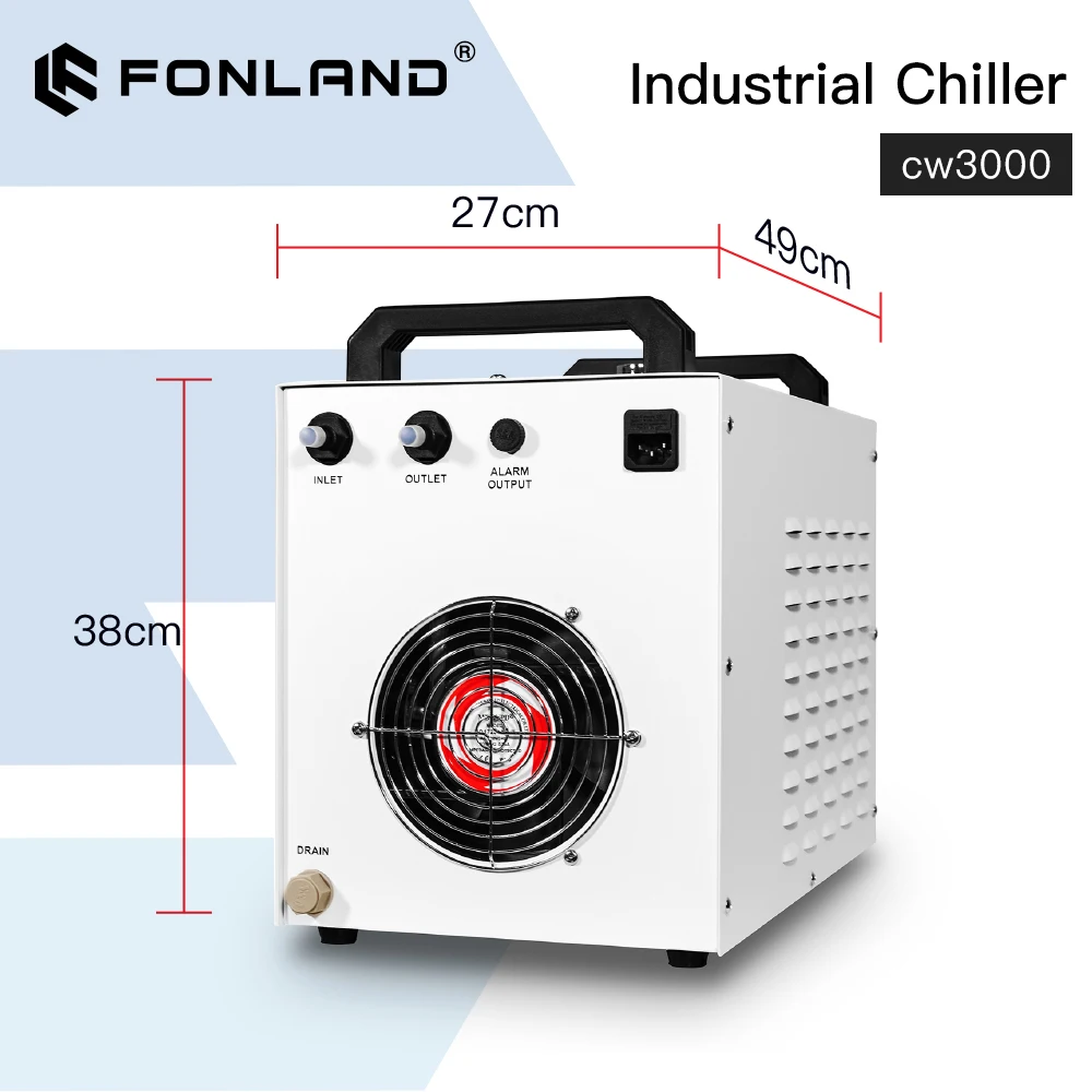 FONLAND S&A CW3000 Industrial Water Chiller for CO2 Laser Engraving Cutting Machine Cooling 60W 80W Laser Tube DG110V AG220V