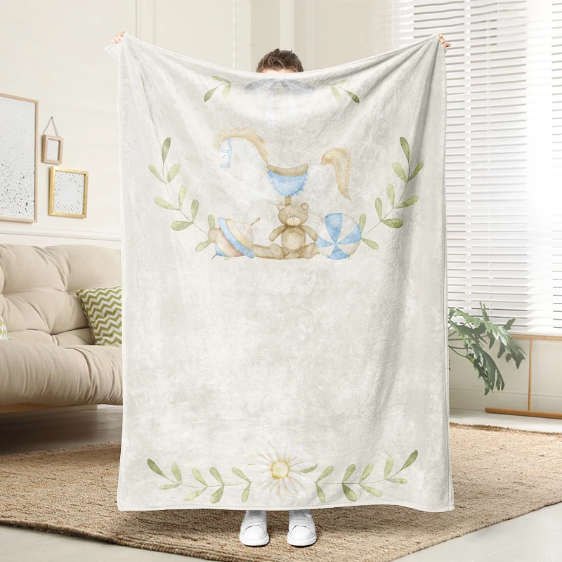 

Baby Carousel Pattern Flannel Blanket Soft Plush Cozy Sofa Bed Decor Gift