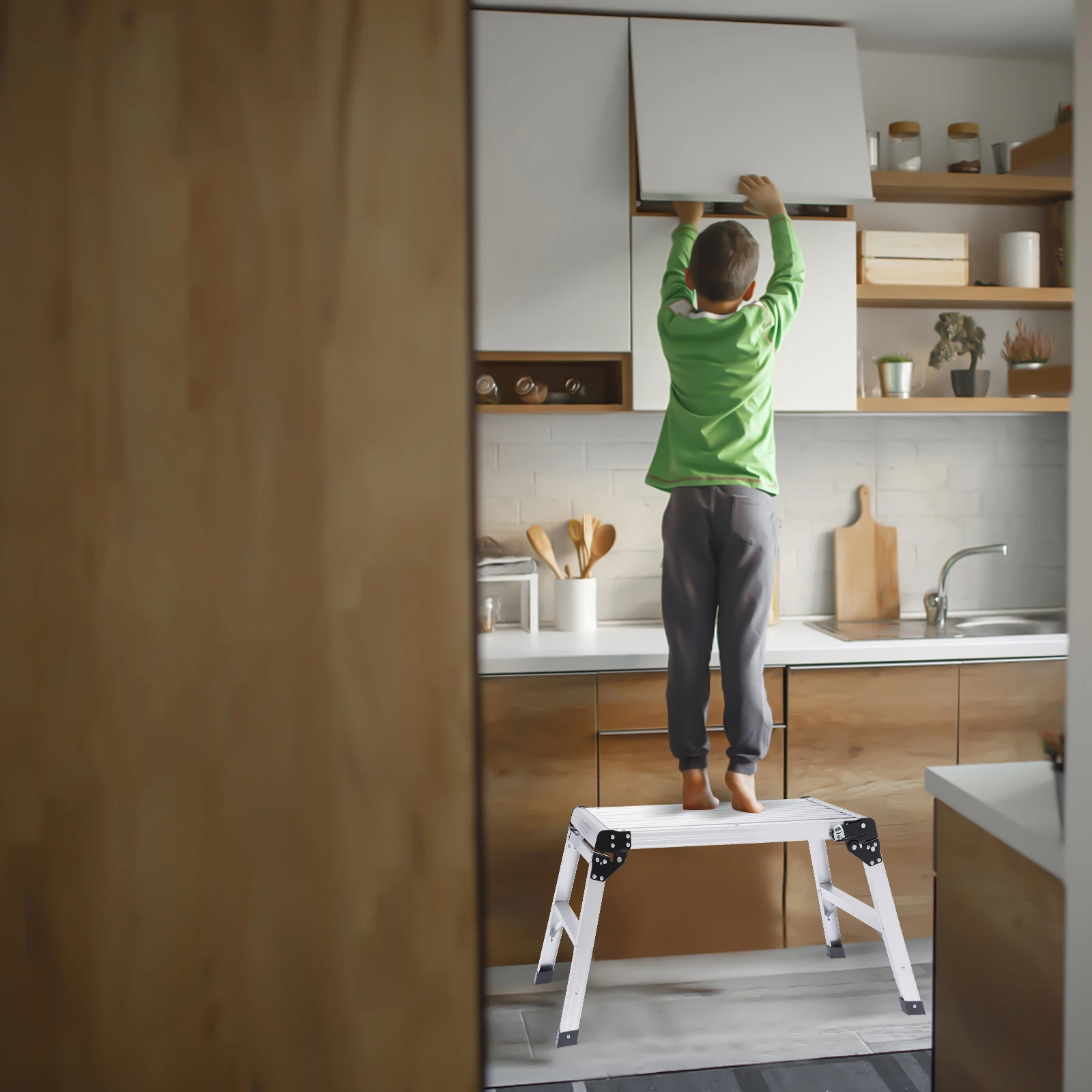 منصة العمل سلم متدرج منصة قابلة للطي الثقيلة سعة 330 رطل منضدة عمل قوية محمولة للعمل في الأماكن المغلقة والخارجية #2