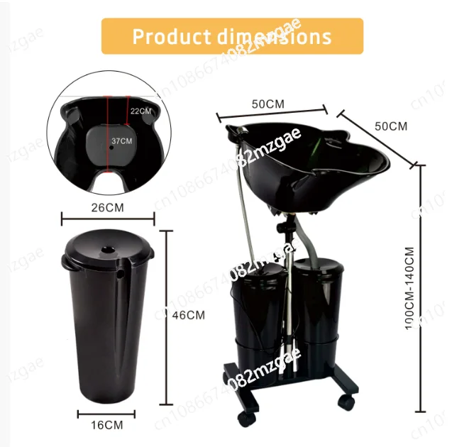 Sitting salon basin, double bucket, mobile hair wash basin, household minimalist flushing basin