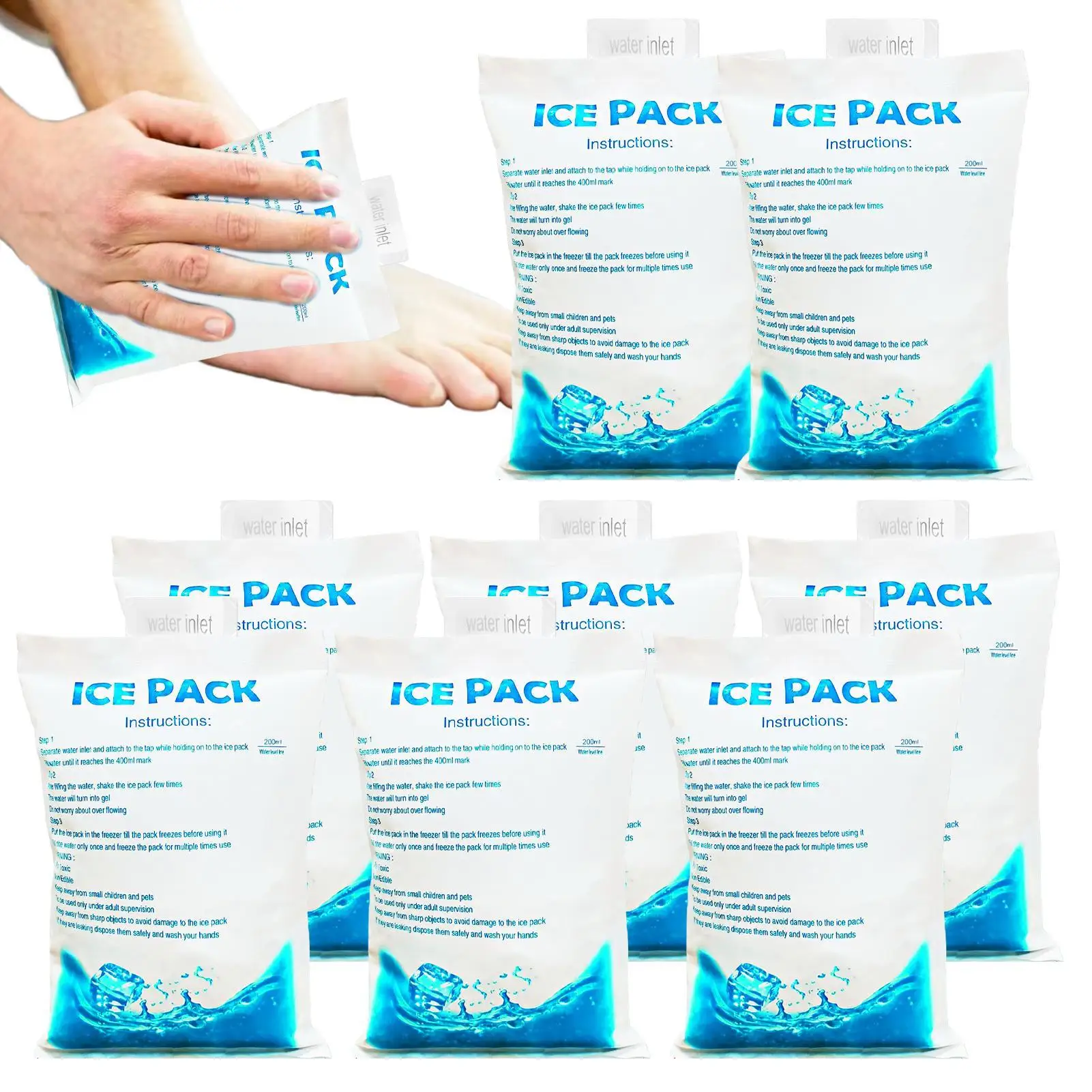 8pcs Gel Ice Packs Cold Gel Freezer Packs Cold Compress Gel Ice Packs Gel Cooling Bag Safe Eco-Friendly Hot Cold Gel Iceing Bag