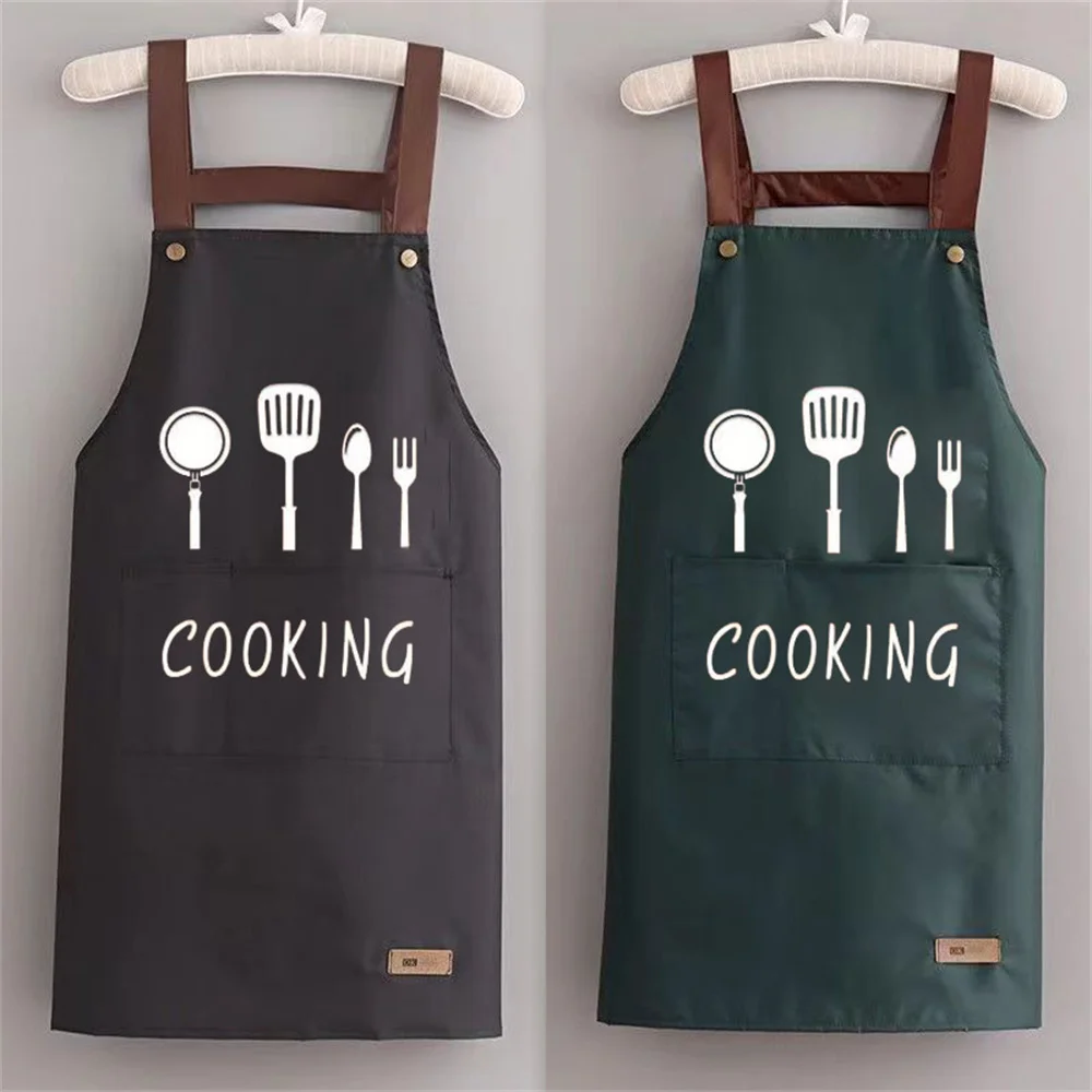 2023 New Fashion Kitchen Aprons for Women Men Chef Work Apron for Grill Restaurant Bar Shop Cafes Beauty Nails Studios Uniform