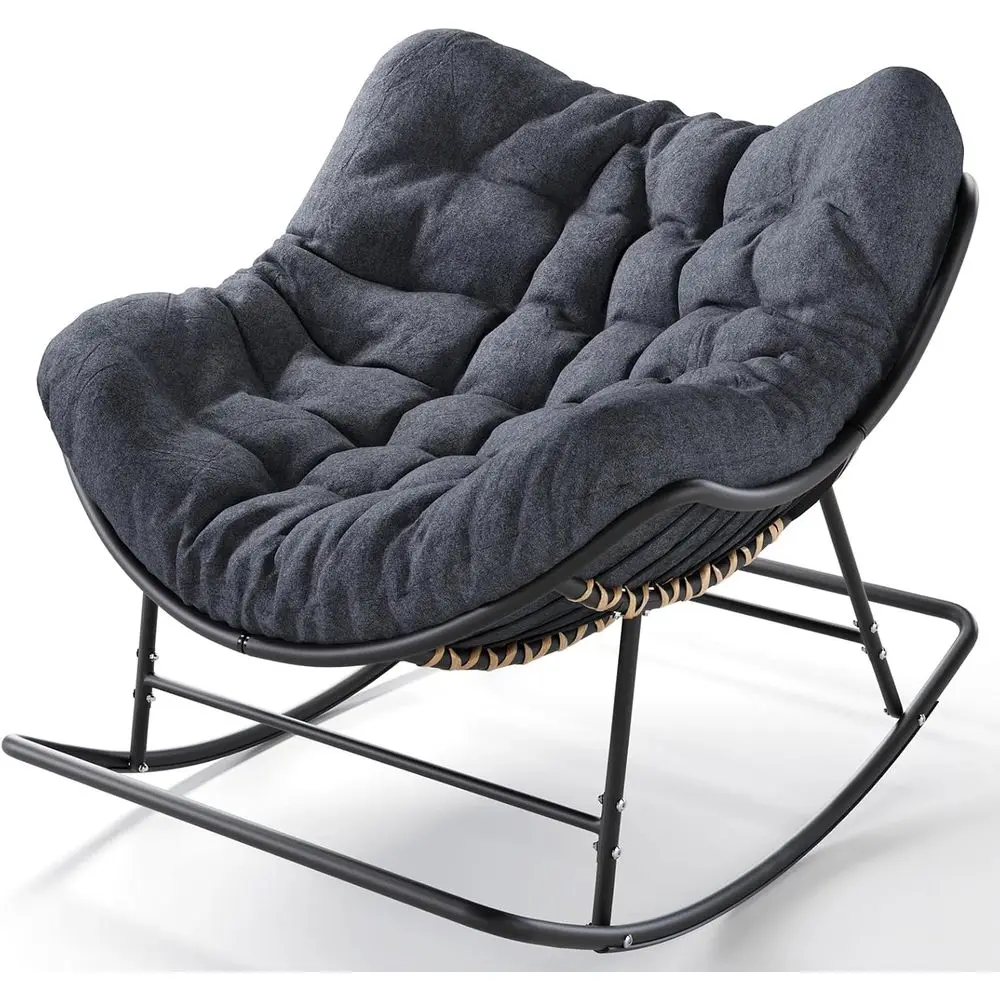 

TIFICY Негабаритное кресло-качалка с подушкой, современное уютное патио, кресло-яйцо Papasan для балкона, крыльца, патио - серый