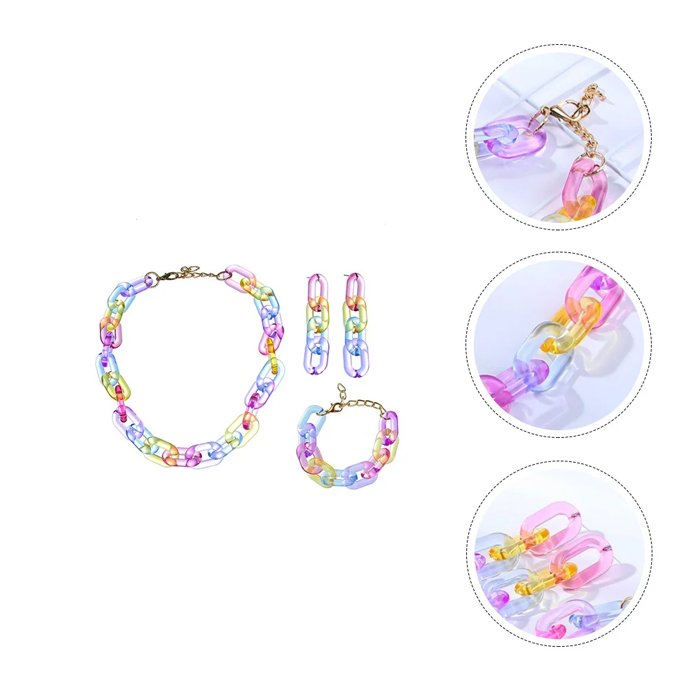 

Earrings Acrylic Paper Clip Chain Girl Jewelry Puncture Necklace Colorful Modeling
