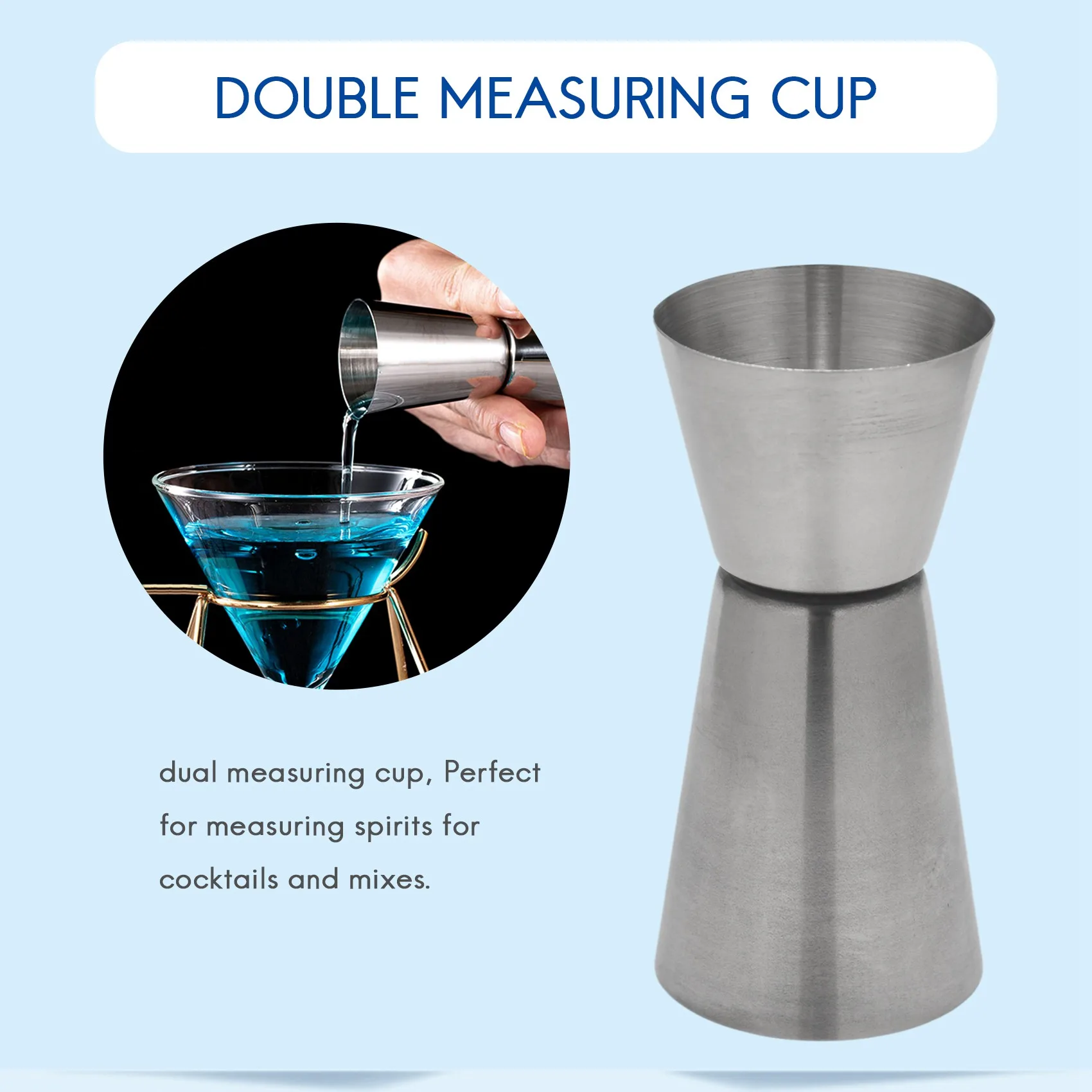 Stainless Steel 25/ 50 ml Jigger Bar Craft Dual Spirit Measure Cup Peg Measuring Cup for Bar Party Wine Cocktail Drink Shaker