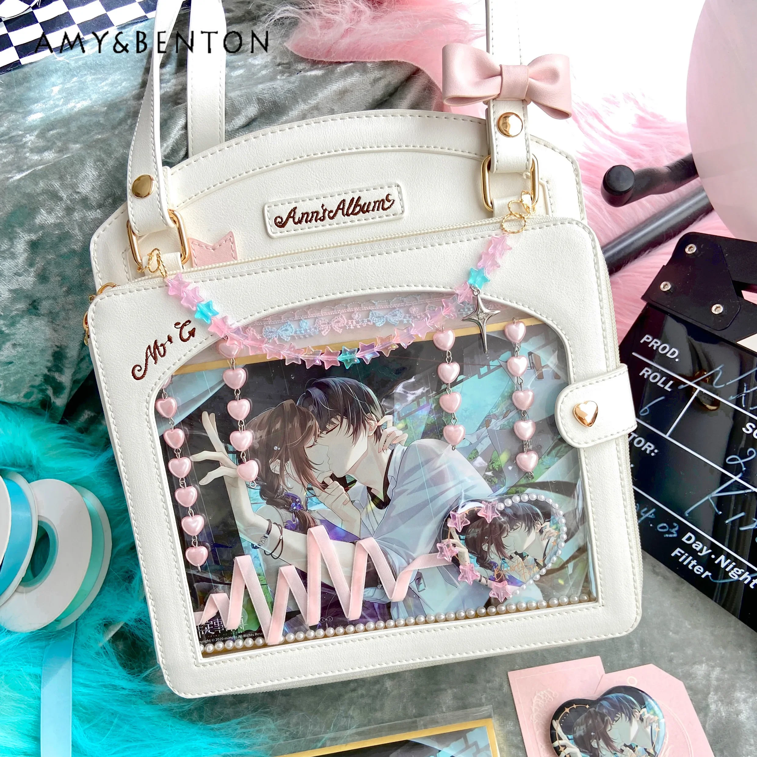 Cute Bow Itabag Crossbody Bags for Women Japanese Style Sweet Anime Girl Transparent Large Capacity Ita Bag Handbags Student