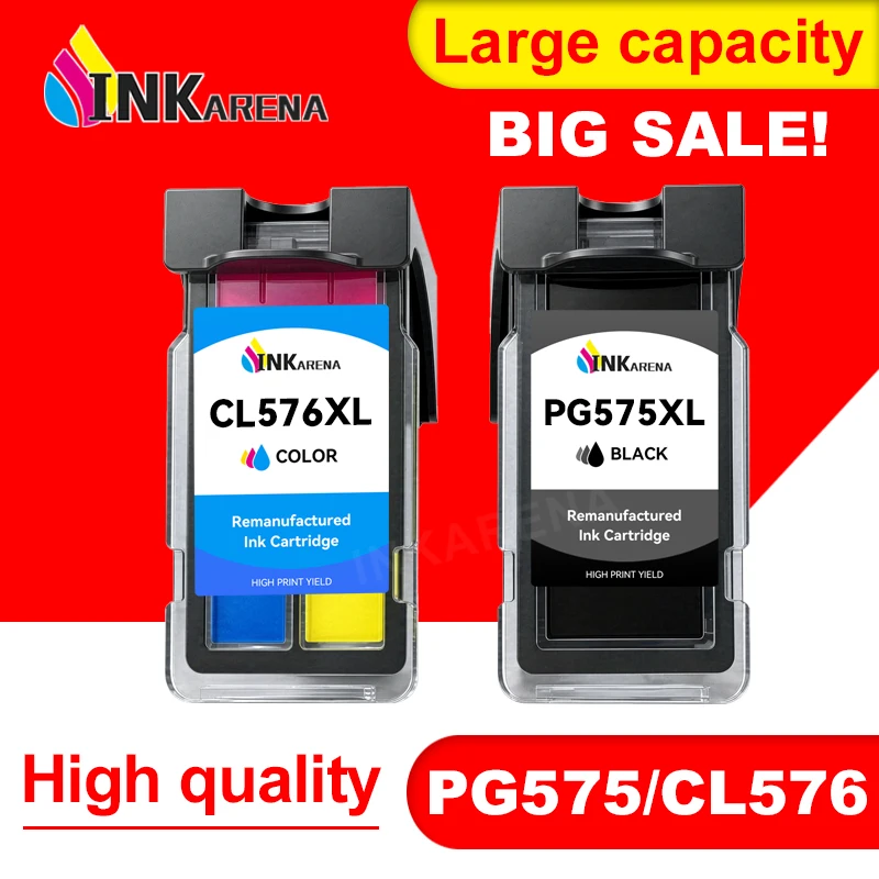 Remanufactured 575 XL 576 XL PG575 CL576 PG-575 Ink Cartridge compatible for Canon PIXMA TS3550i TS3551i TR4750i TR4751i Printer