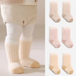 Winter New Thickened Warm Velvet Striped Baby Mid Socks Newborn Kids Cute Warmer Socks Girls Infant Boys Boneless Socks 0-5Y