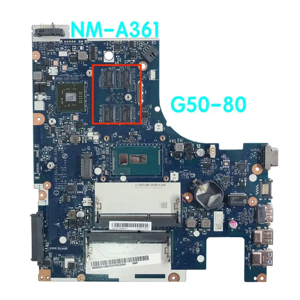 Suitable For Lenovo G50-80 Laptop Motherboard ACLUC3/ACLU4 NM-A361 Rev:1.0  Mainboard 100% tested fully work