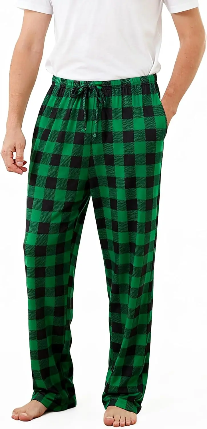 رجل عيد الميلاد منامة السراويل منقوشة الفانيلا Pjs أسفل مع جيوب M-XXL #3