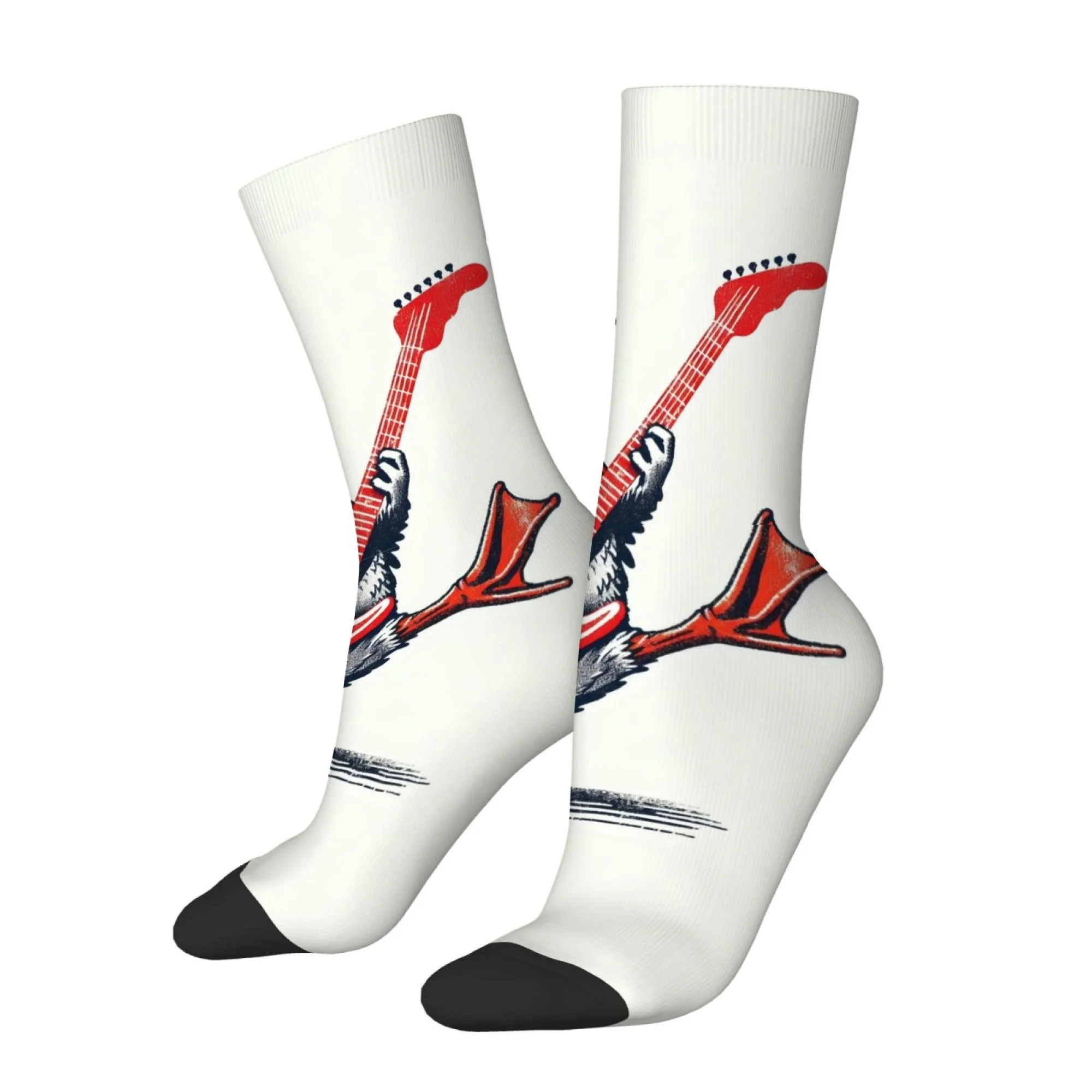 Hip Hop Guitar Goose Print Men's Socks Comfortable Non-Slip Soft Socks Quirky Hip Hop Fashion Street Outdoor Sports Socks