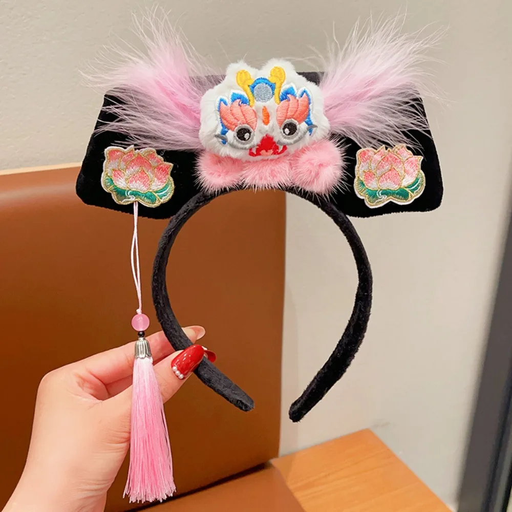 

Flower Chinese Style Headwear Velvet Bow Snake Year Ancient Style Gege Headband Royal Court Headdress Lion Dance Hanfu Headwear